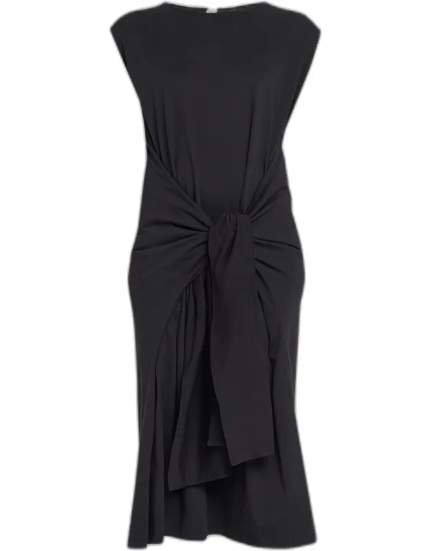 Tie-waist Cotton Jersey Dress
