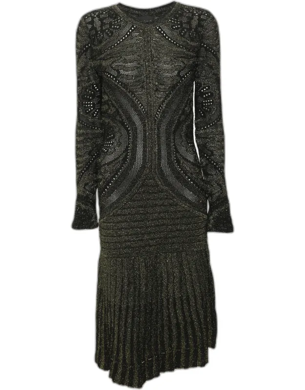 Lurex Knit Pleated Midi Dress