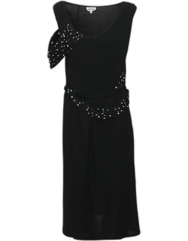 Polka Dot Printed Jersey Midi Dress