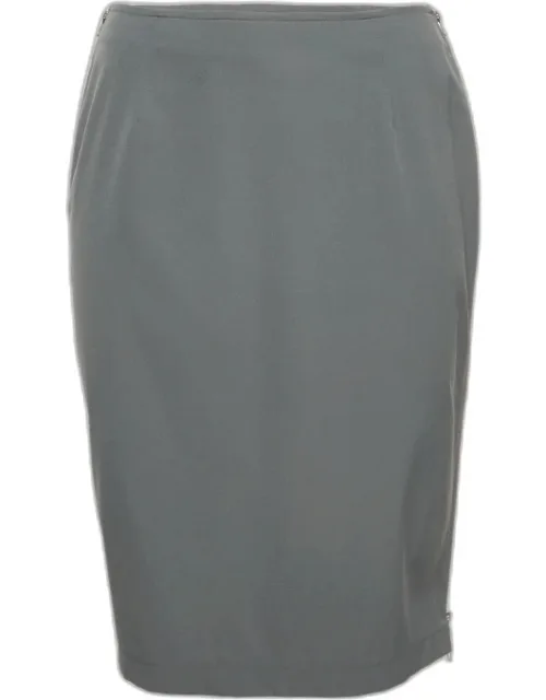 Stretch Cotton Zip Detail Knee Length Skirt