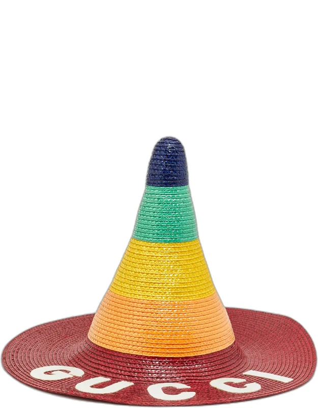 Multicolour Logo Detail Long Straw Hat