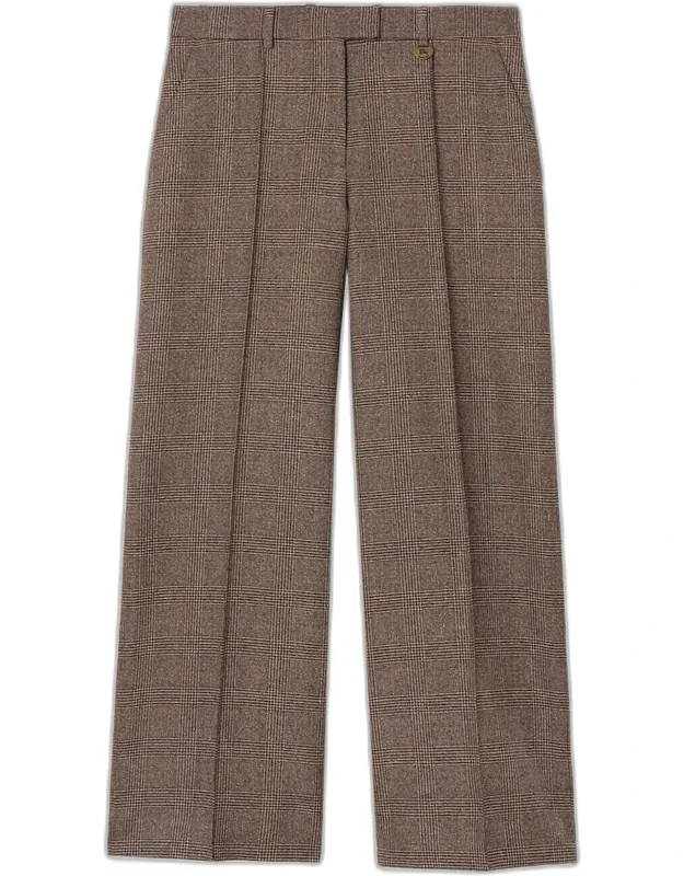 Check Pintuck Straight-leg Trousers