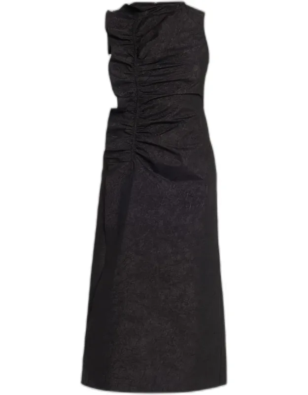 Ruffled Taffeta Midi Dress