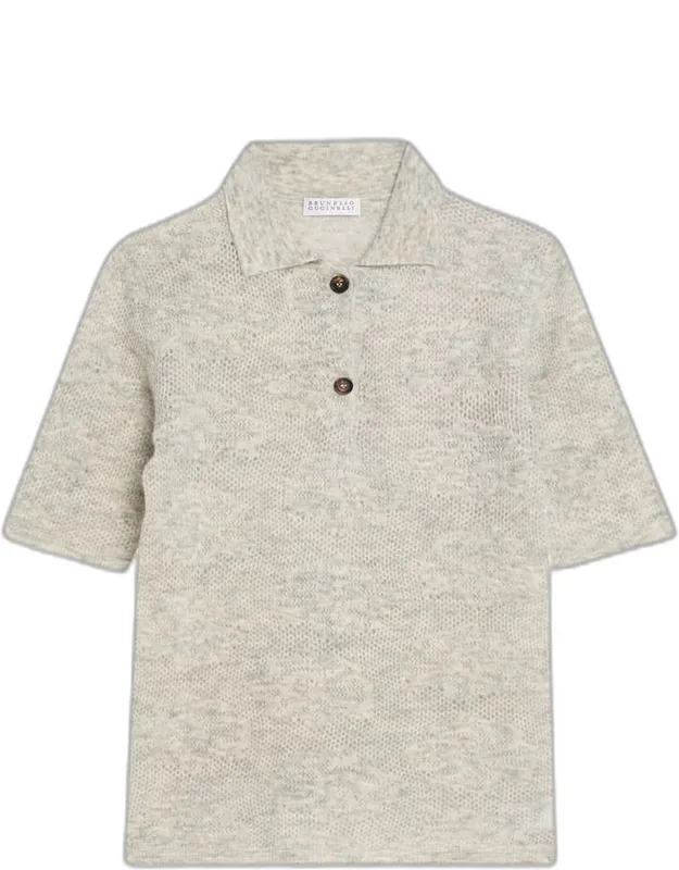 Lace-effect Polo Sweater