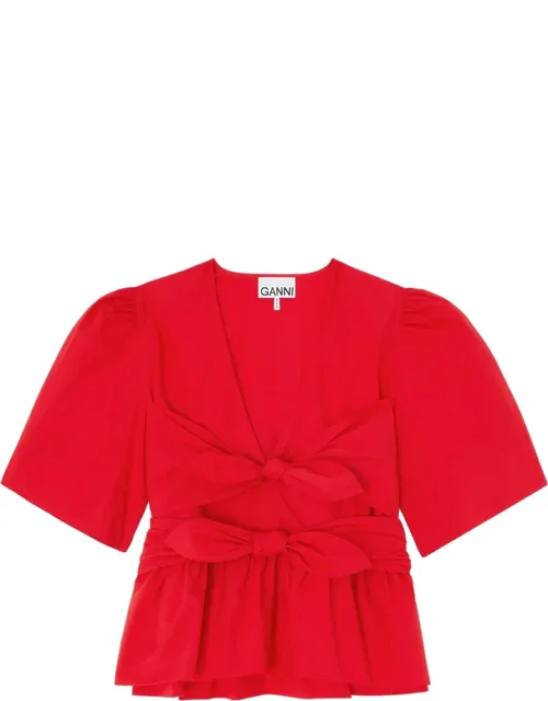 Bow-detail Peplum-hem Blouse