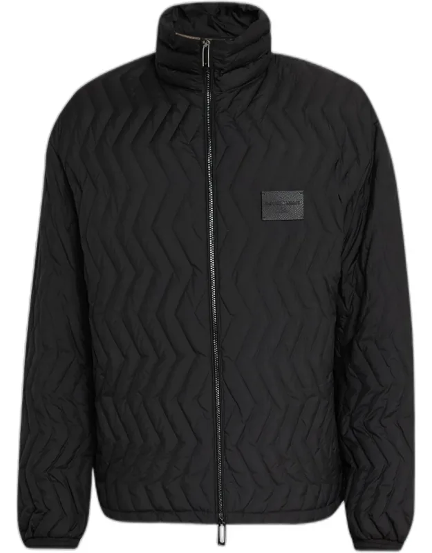 Chevron Quilted Padded Down Jacket