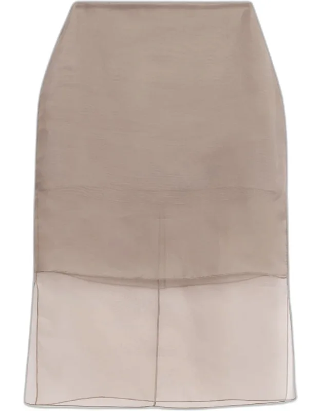 Layered Silk Organza Midi Pencil Skirt