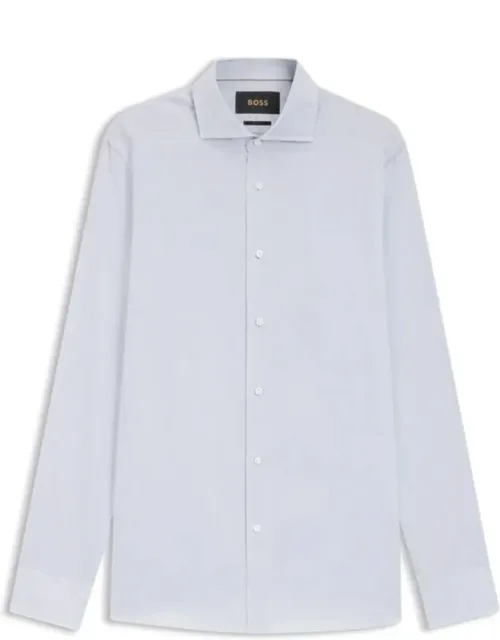 Slim-fit Shirt In Cotton With Rich Structure And Mother-of-pearl Buttons