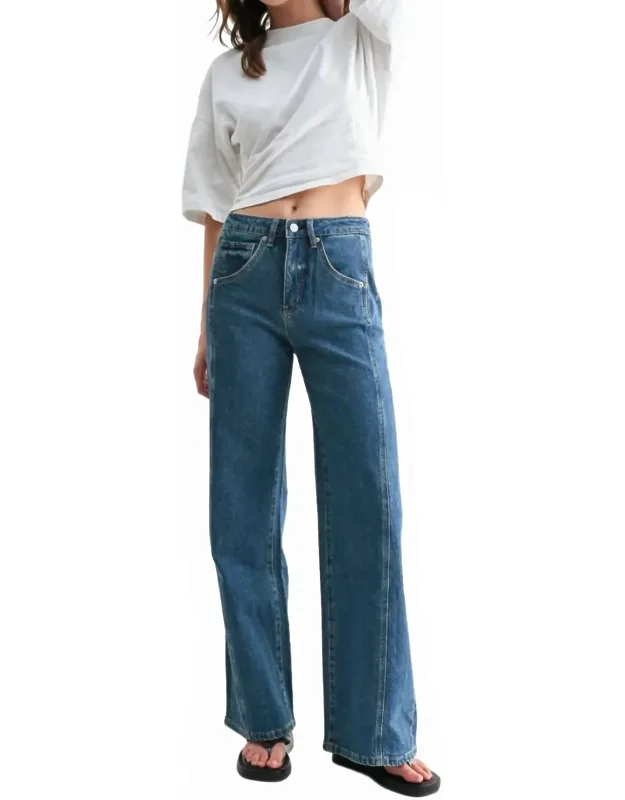 High Rise Wide Leg Side Panel Jeans