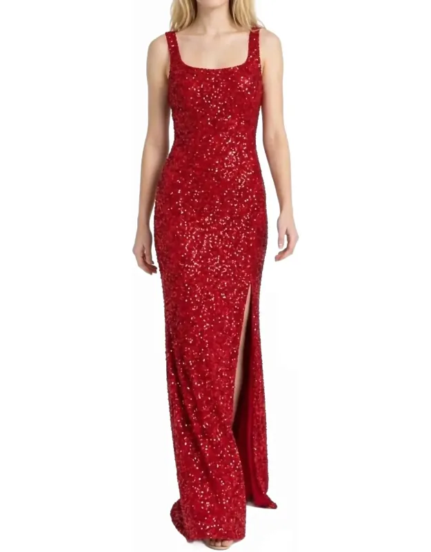 Sequined Square Neck Dress