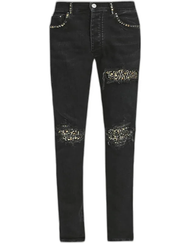 Studded Rip And Repair Denim Skinny Jeans