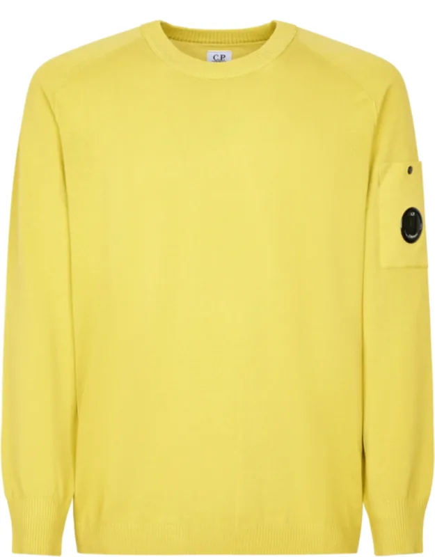 Cotton Crepe Crewneck Sweater With Distinctive Lens Detail