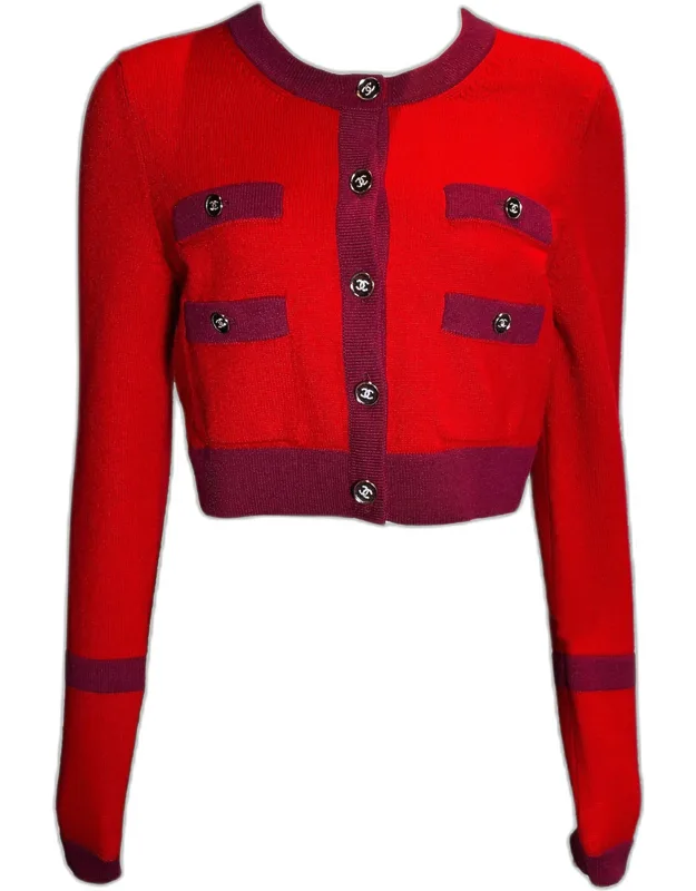 Cropped Contrast Cardigan