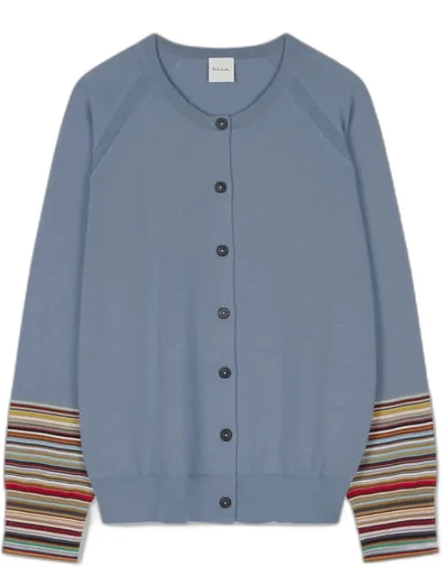 Light Blue 'signature Stripe' Cuff Cardigan