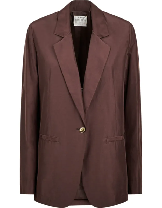 Boxy Taffeta Jacket With Irregular Button Closure