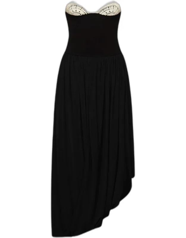 Strapless Crochet-trim Maxi Dress