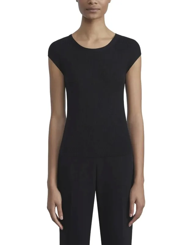 Ribbed Wide Crewneck Silk-blend Pullover