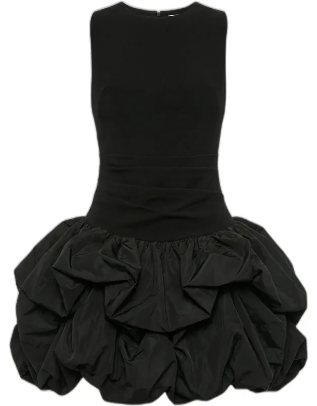 Pleated Crepe Bubble Mini Dress