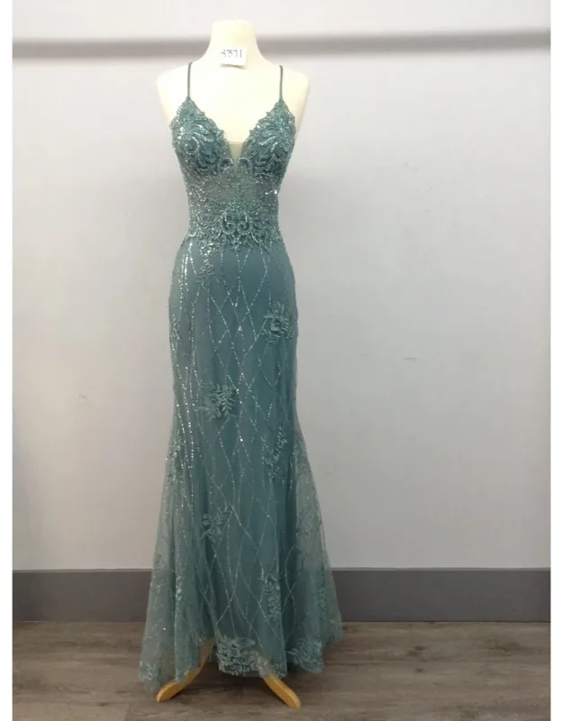 Sleeveless Sequined Lace Gown With Sheer Back And Floor-length Hem Prom Dress