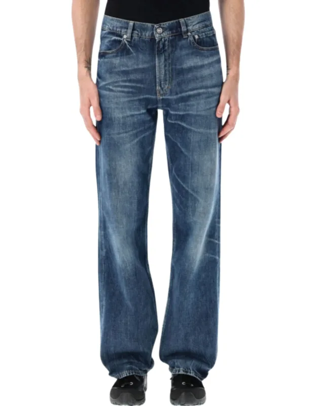 Cut Relaxed Fit Whiskered Jeans