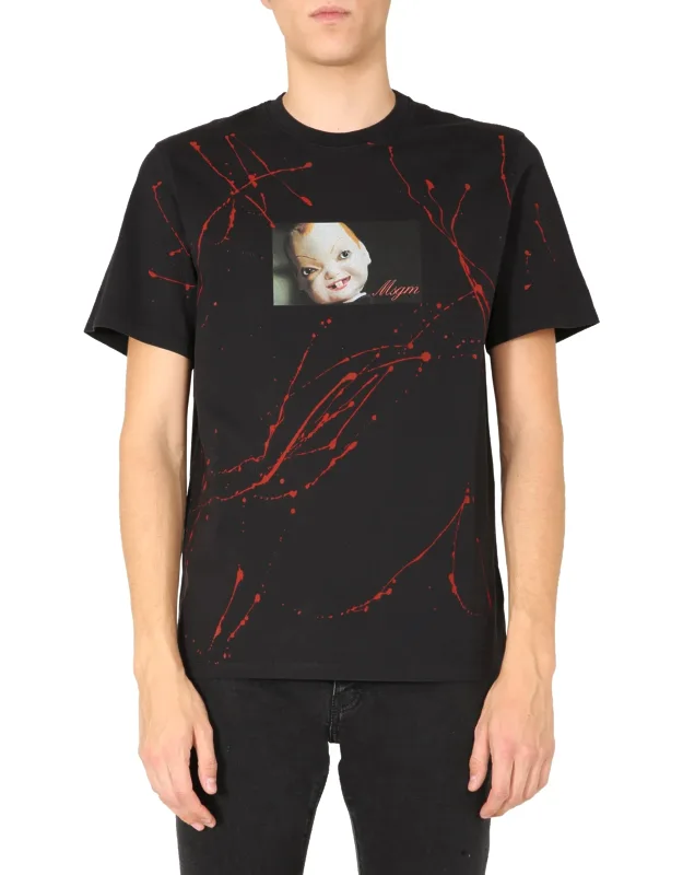 Msgm Crew Neck T-shirt Short Sleeves Printed Front