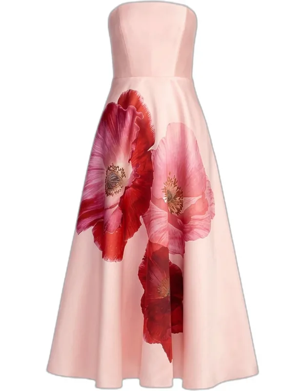 Floral A-line Strapless Cocktail Dress