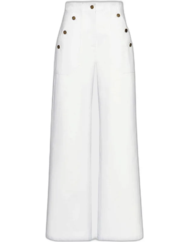 High-rise Cotton Twill Wide-leg Sailor Pants