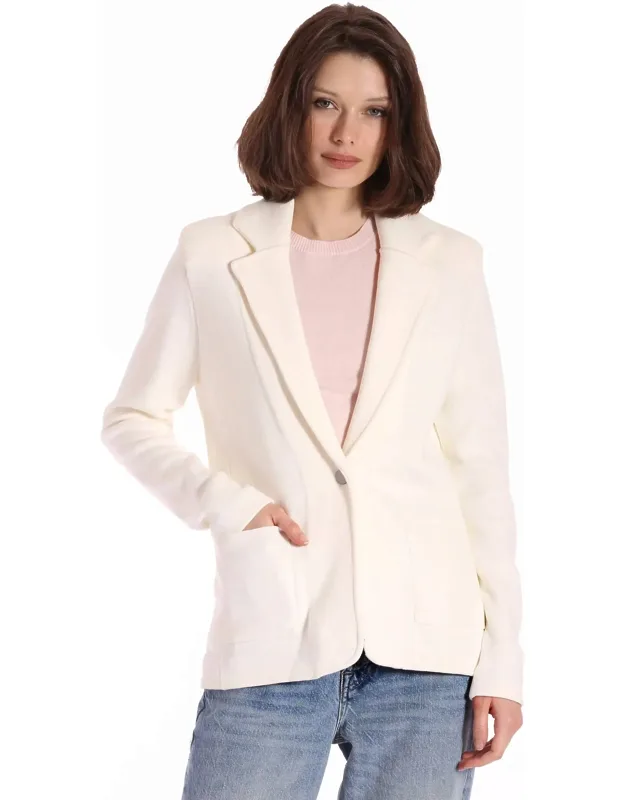 Cotton Blend Fitted Blazer