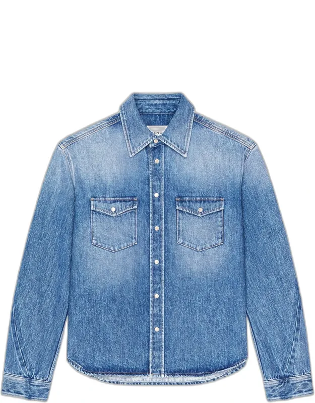 Couture Seam Denim Snap-front Shirt