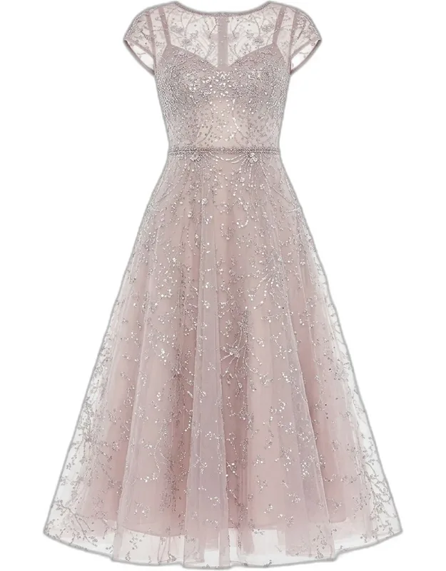 Embellished A-line Midi Dress