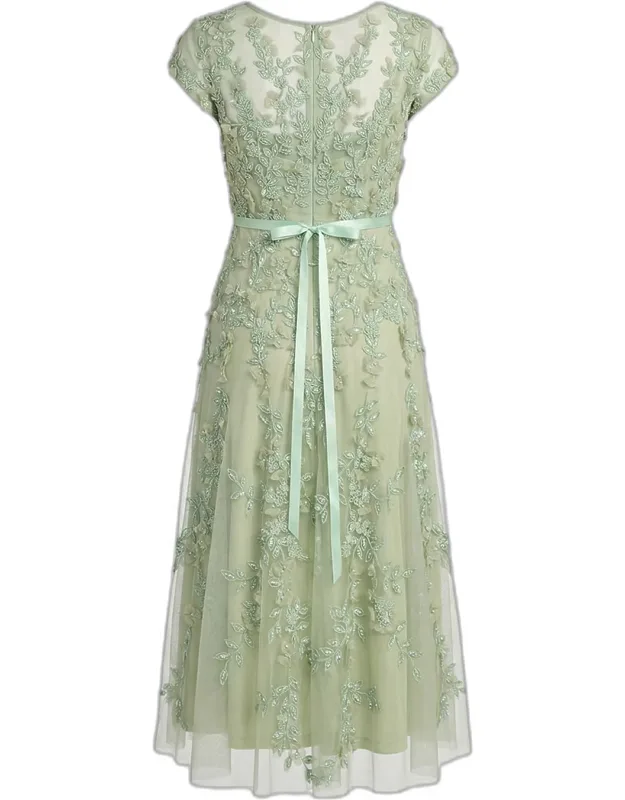 Floral-embellished Mesh Midi Dress