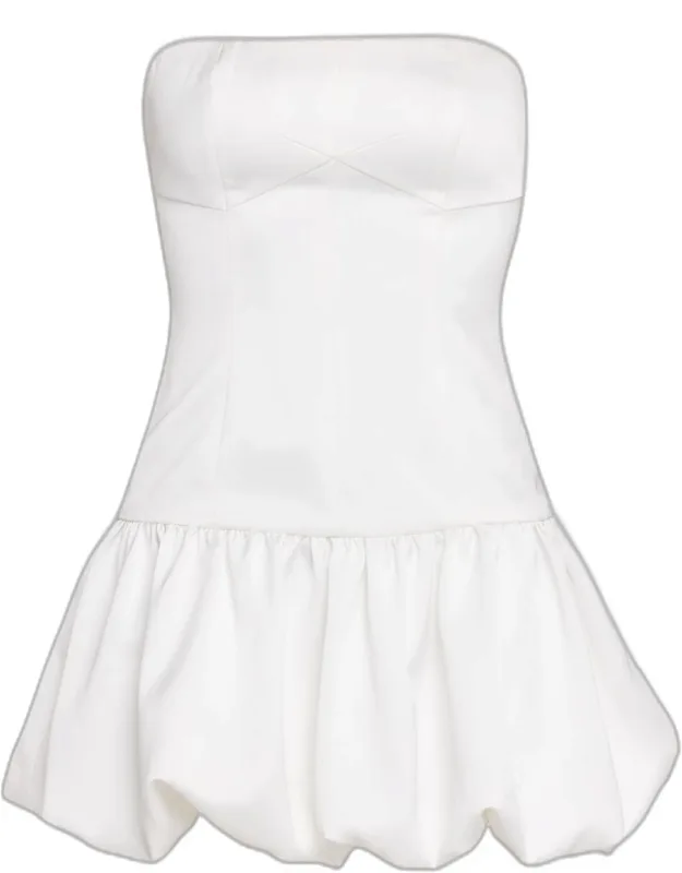 Kris Strapless Stretch Satin Bubble Mini Skirt
