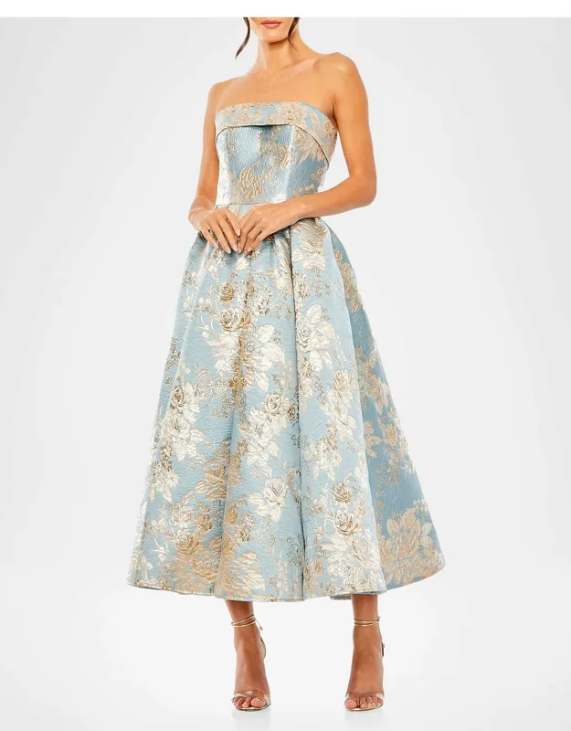 Floral Brocade Fit-and-flare Midi Dress