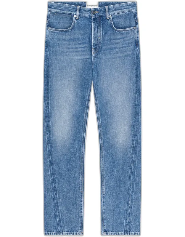 Couture Seam Straight Fit Shadow-washed Jeans