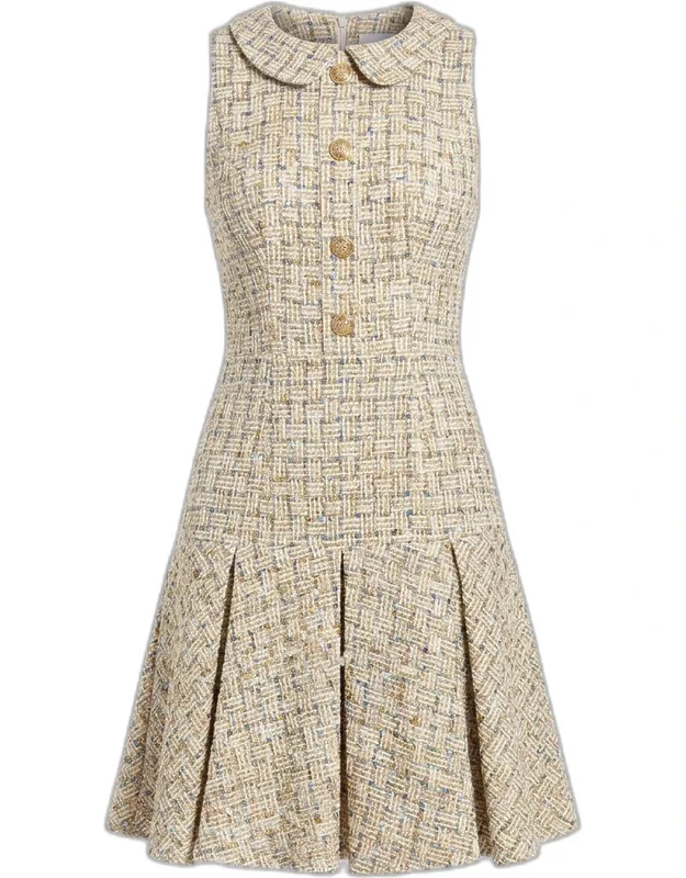 Pleated A-line Mini Dress