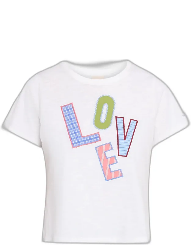 Love Collage Patch Cotton T-shirt