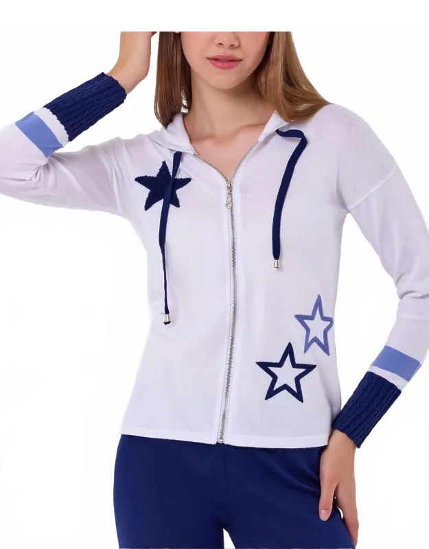 Braided Sleeve Zip Up Hoodie