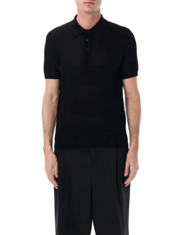 Perforated Cotton Ribbed Finish Polo Shirt