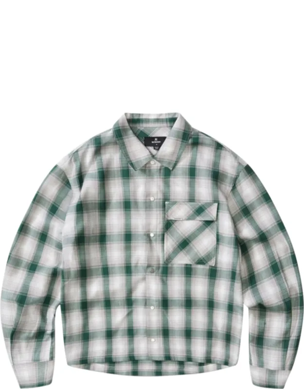 Cropped Plaid Waffle Flannel Shirt