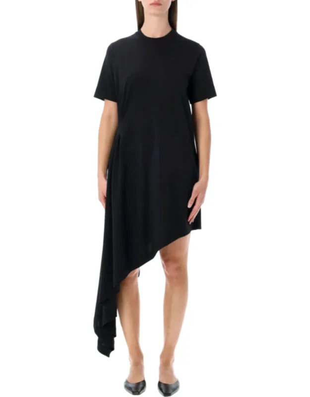 Asymmetrical Draped Jersey Dress