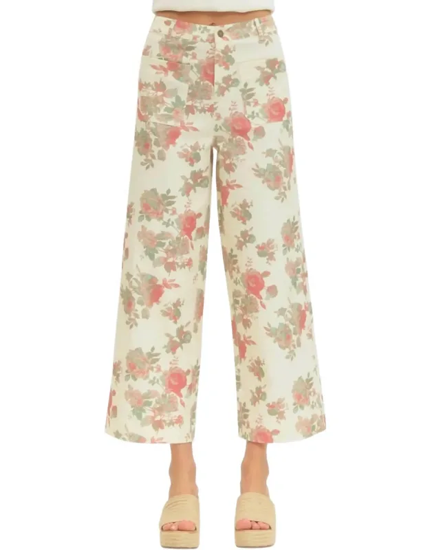 Floral Print Wide-leg Pants