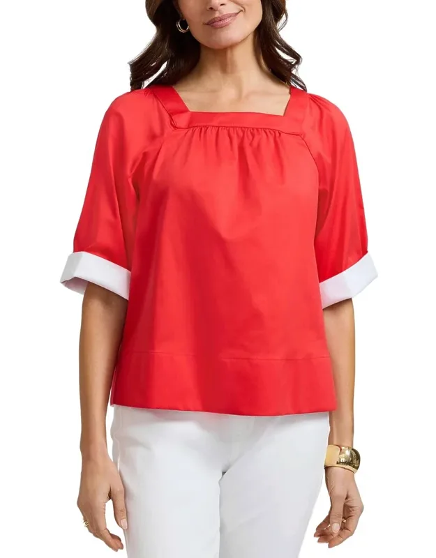 Elbow-sleeve Matte Top