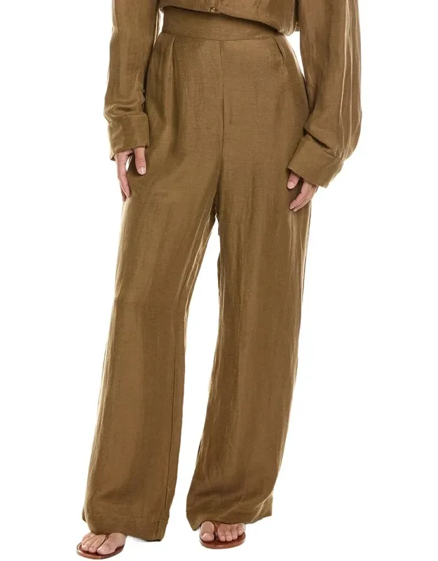 Linen-blend Wide Leg Pants