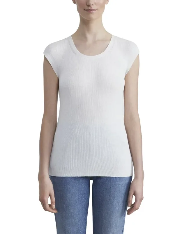 Ribbed Wide Crewneck Silk-blend Pullover