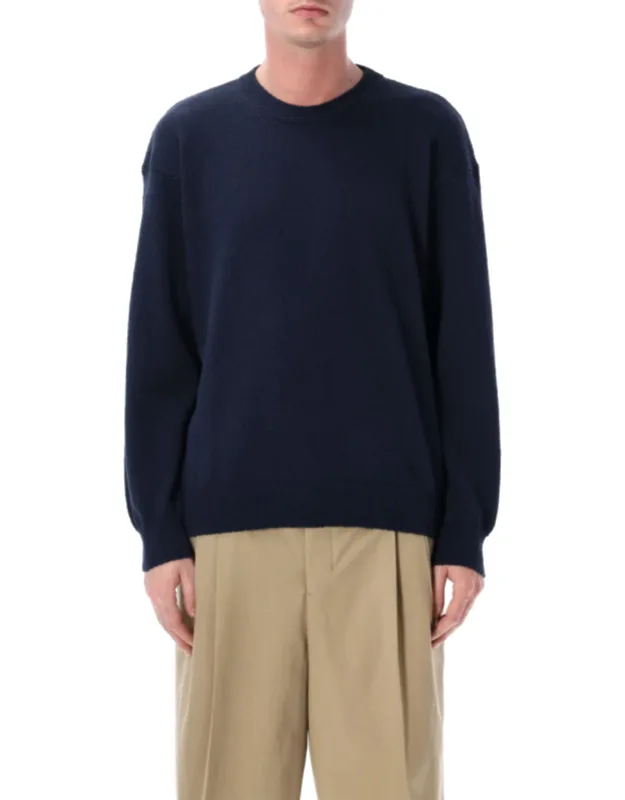 Irregular Texture Cotton Crewneck Sweater