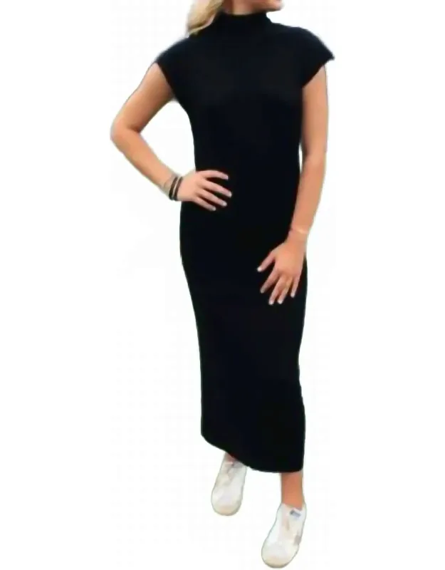 Aconitum Mock Neck Knit Midi Dress