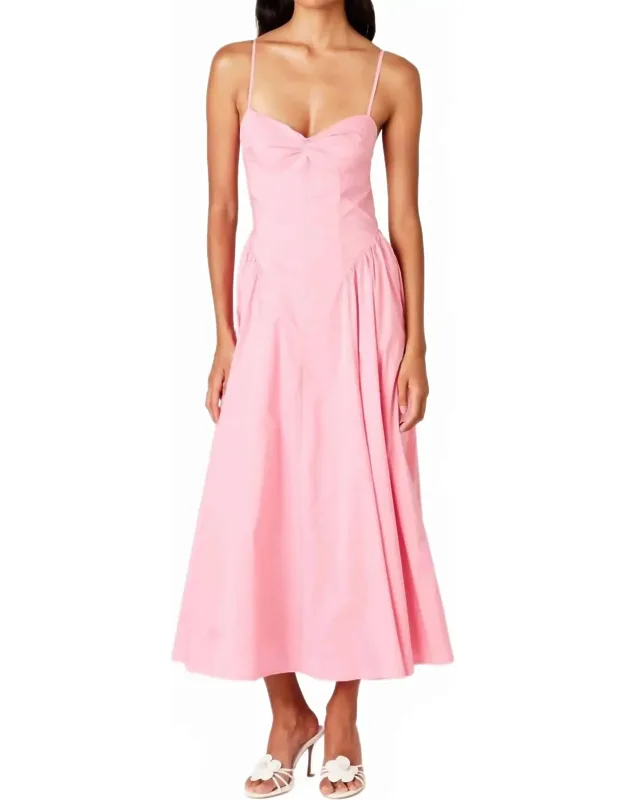 Destene Midi Dress With Sweetheart Neckline And Open-back Design