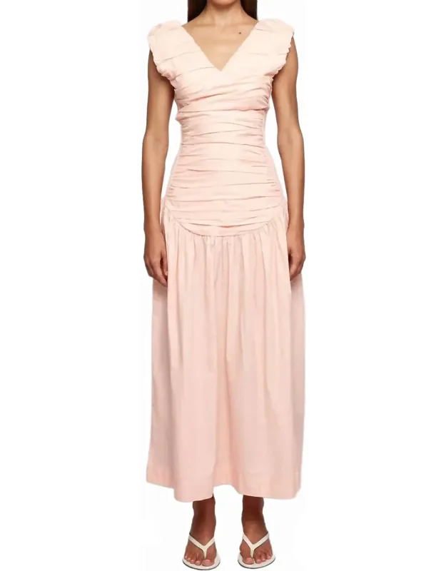 Ruched Low Hem Midi Dress