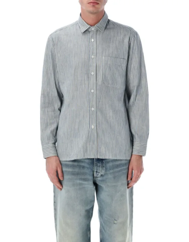 Tahiti Vertical Stripe Cotton Long Shirt
