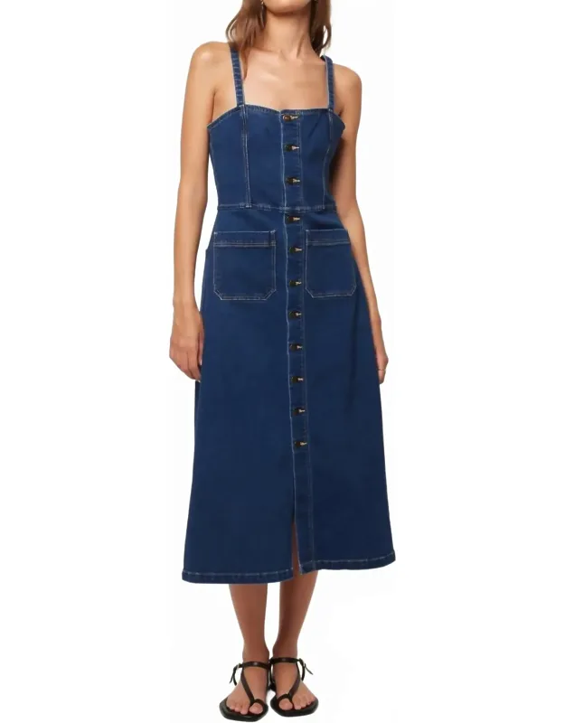 Mara Button Down Denim Midi Dress